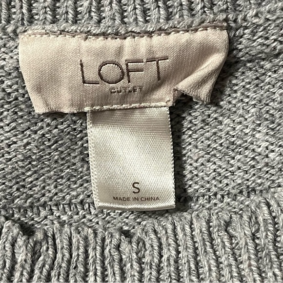 LOFT Scalloped Striped Sweater, Grey and Pink, Size Small - Picture 7 of 9